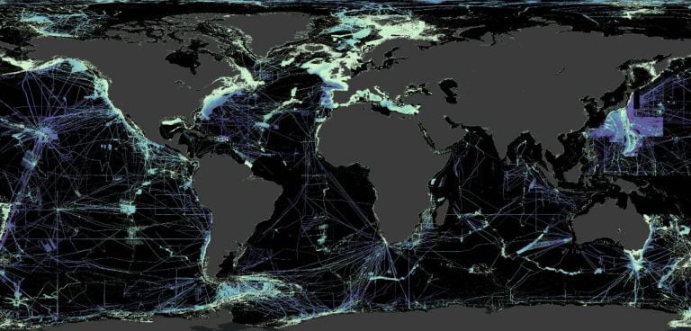 A map of the 2020 GEBCO Grid.
